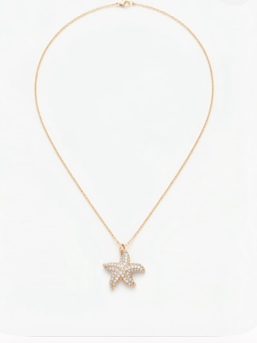 J. Crew Gold Starfish Pavé Pendant Necklace